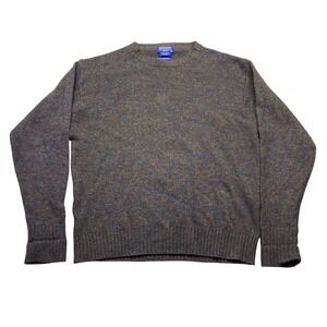 VTG Pendleton Men Washable Shetland Wool Crewneck Sweater Marled Brown Blue Sz L